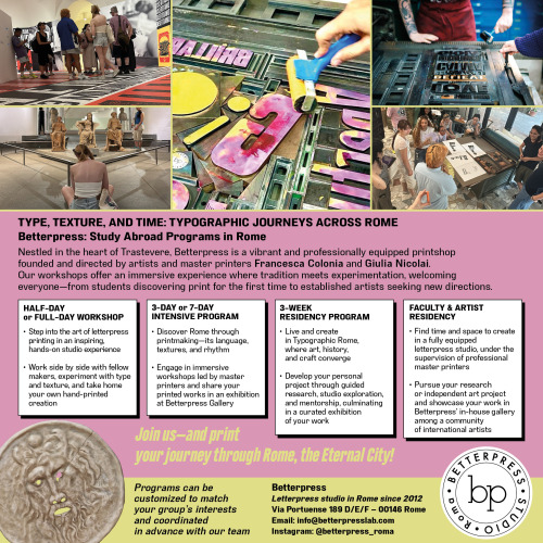 Betterpress Study Abroad Programs in Rome — TYPE, TEXTURE, AND TIME